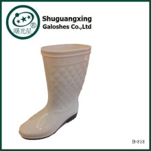 Shugxin White Fashion Household Women's High Nature rubber Rain boots Low Heel B-818